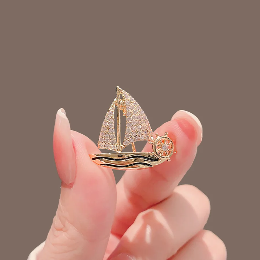 Men'S Accessories Wardrobe - High-end niche sailing boat brooch, premium