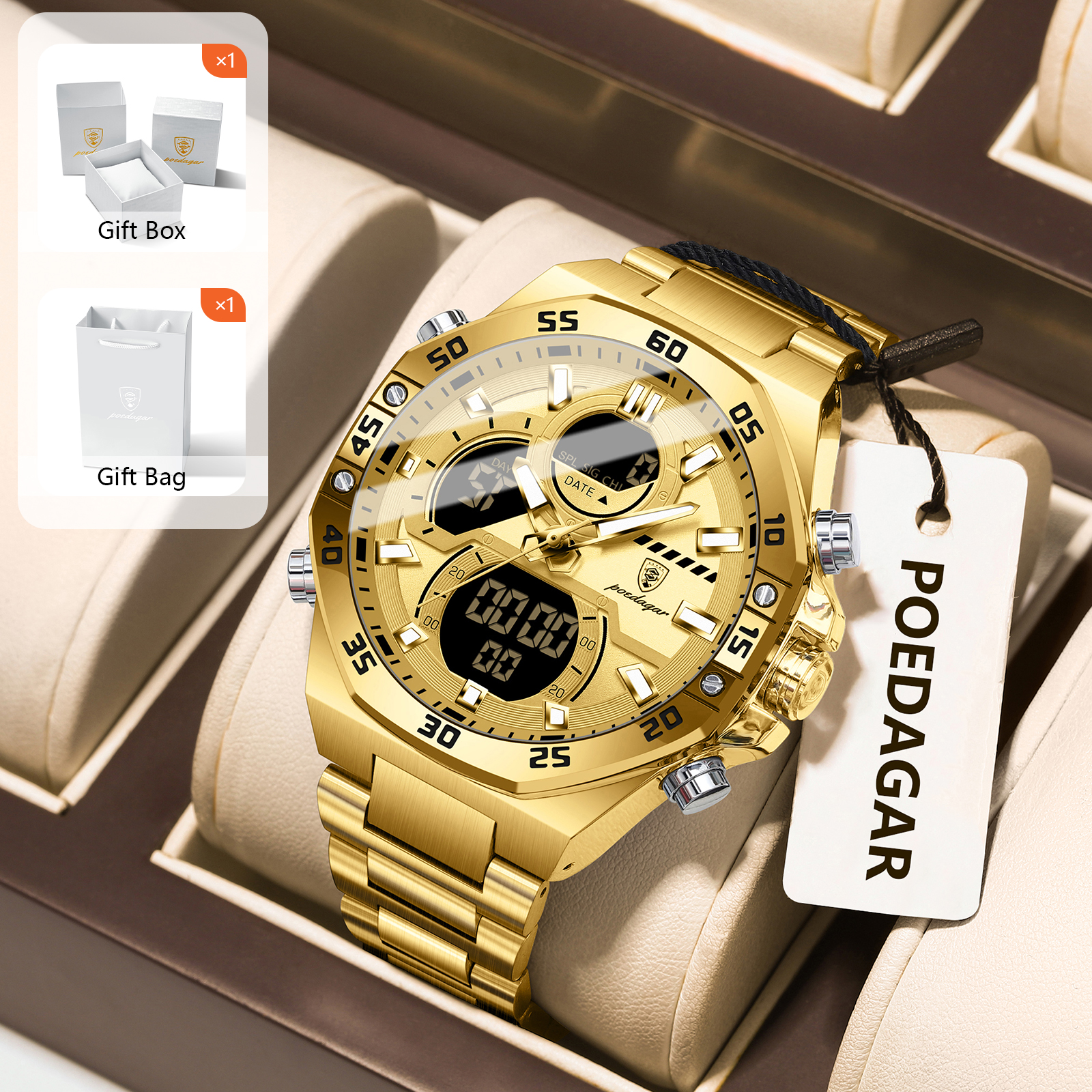 Men'S Accessories Display - POEDAGAR Sport Men Watch LED Waterproof