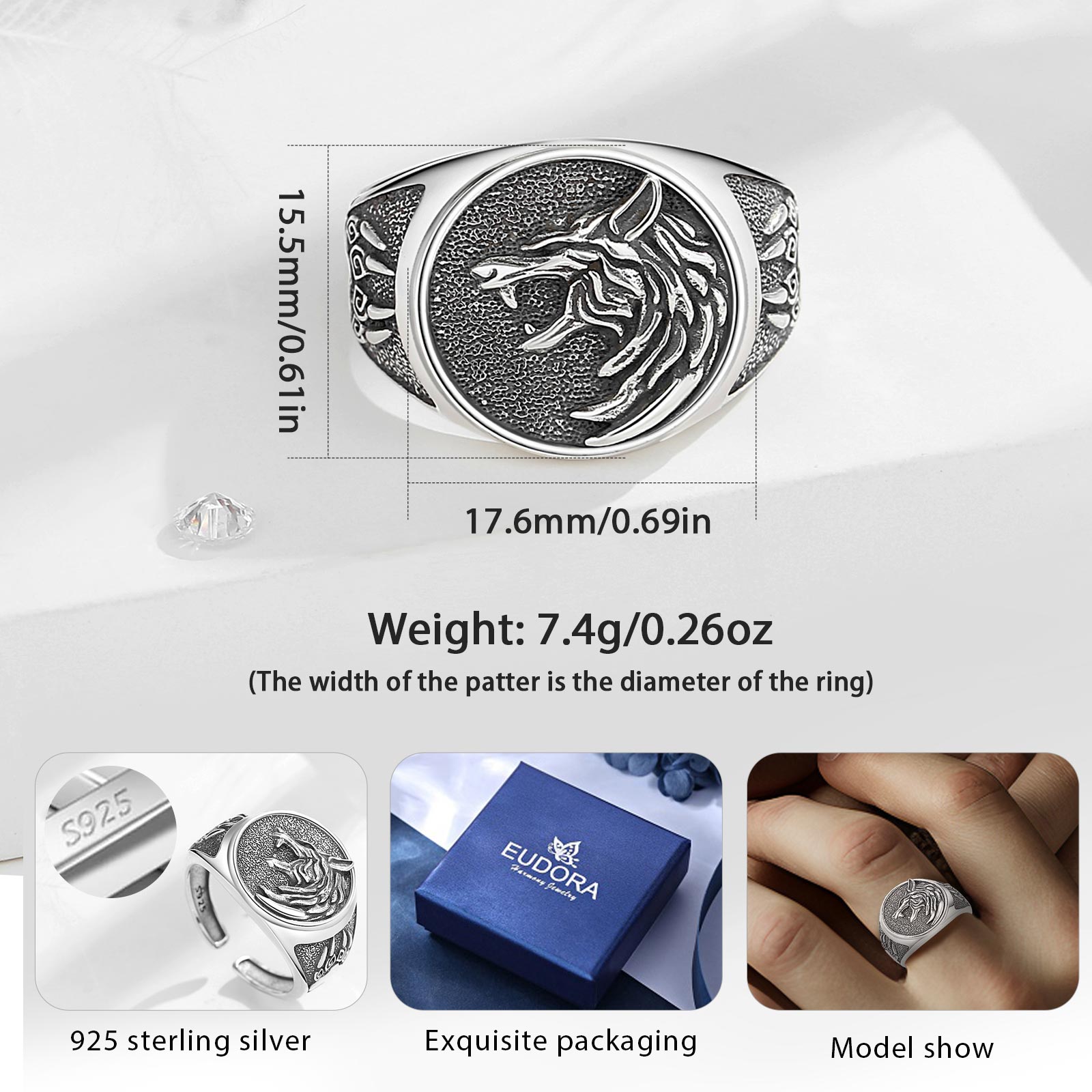 Eudora 925 Sterling Silver Vik – Signet Ring Men Bewertung und Preis