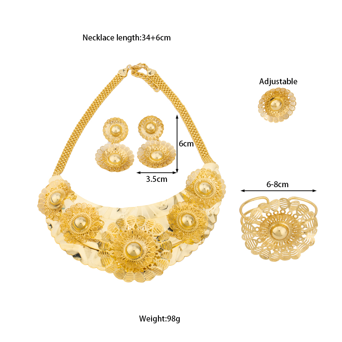 24K Gold Flower Jewelry Set fo – Men'S Accessories Dubai Bewertung und Preis