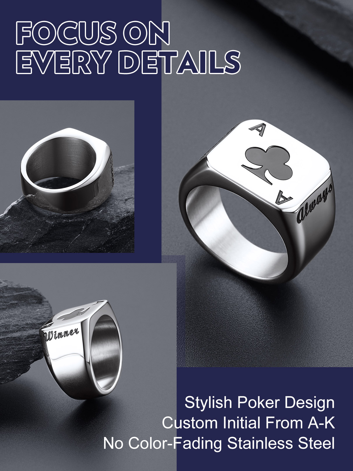 U7 Customized Square Rectangle – Signet Ring Men Bewertung und Preis