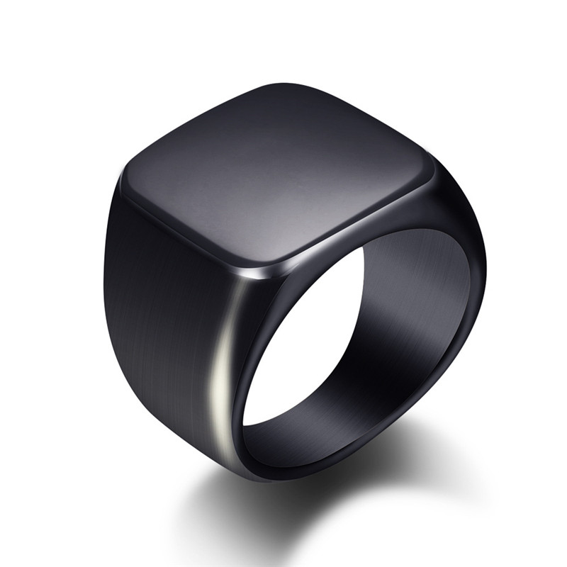 Fashion Men Black Smooth Stain – Signet Ring Men Bewertung und Preis