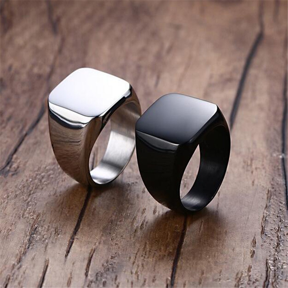Fashion Men Black Smooth Stain – Signet Ring Men Bewertung und Preis