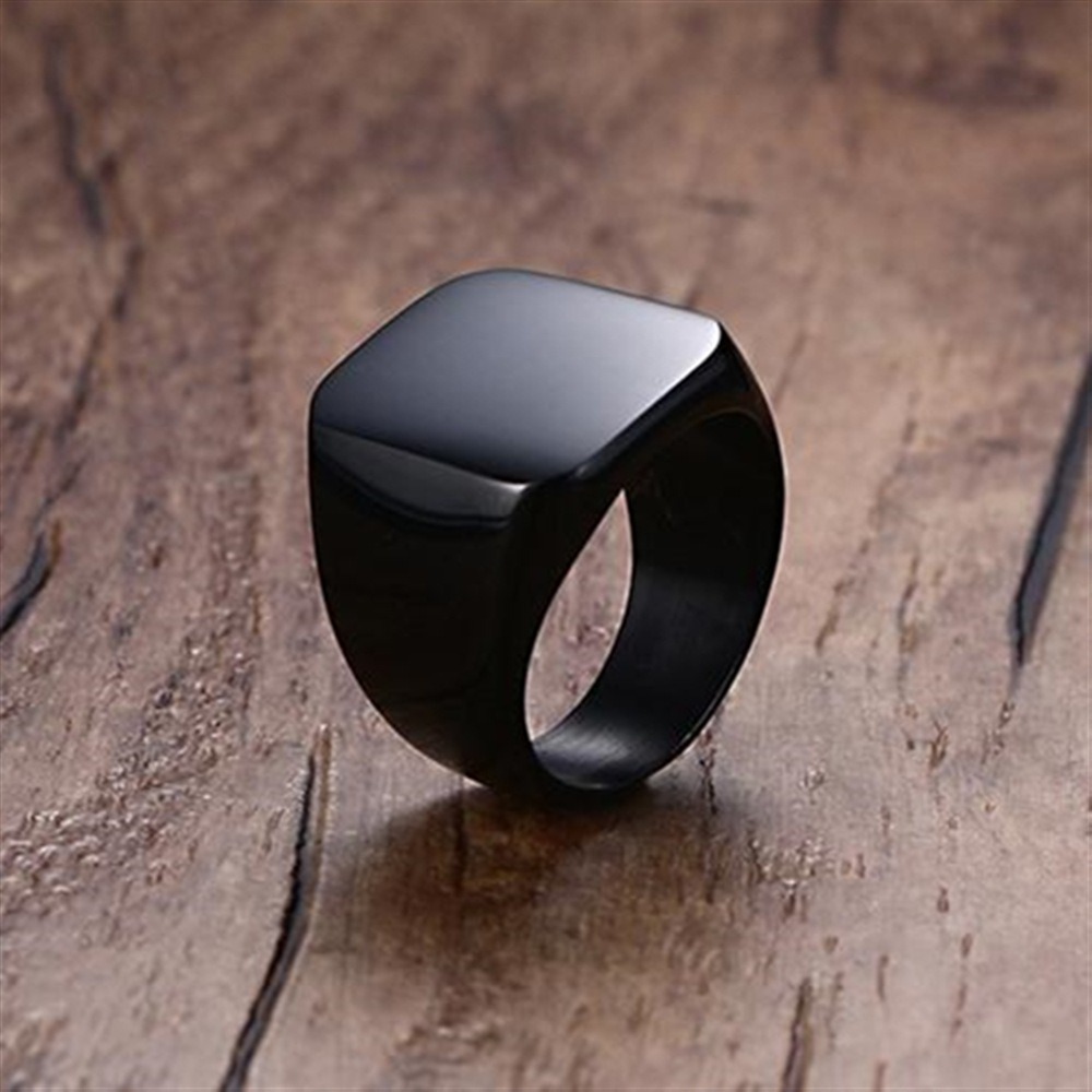 Fashion Men Black Smooth Stain – Signet Ring Men Bewertung und Preis