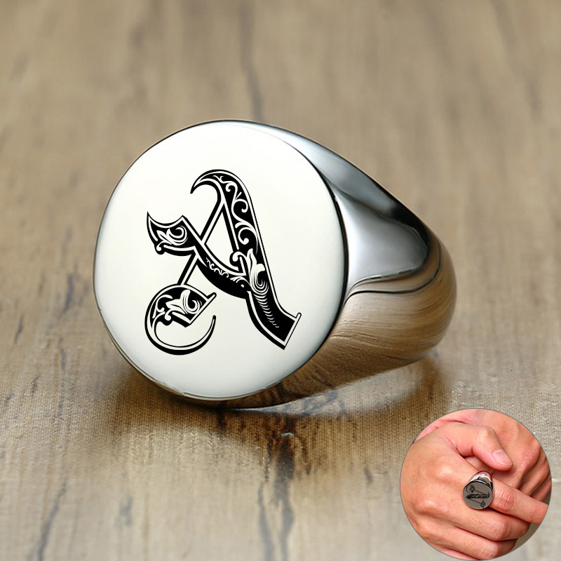 Vnox Stylish Pattern Font Init – Signet Ring Men Bewertung und Preis